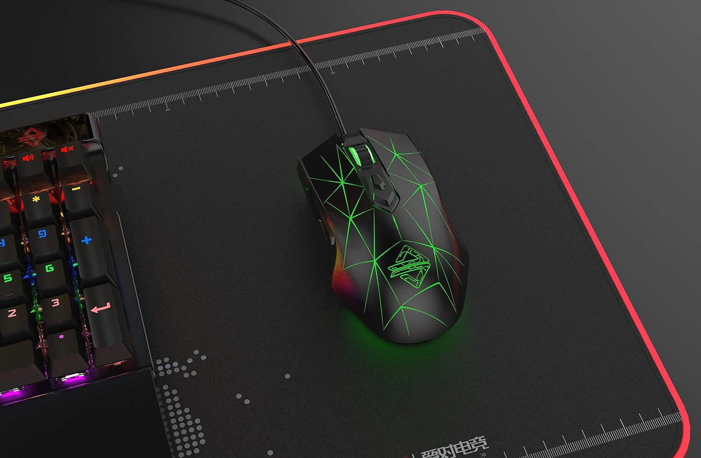 AJ52 Watcher RGB Gaming Mouse, Programmable 7 Buttons, Ergonomic LED Backlit USB Gamer Mice Computer Laptop PC, for Windows Mac OS Linux, Star Black