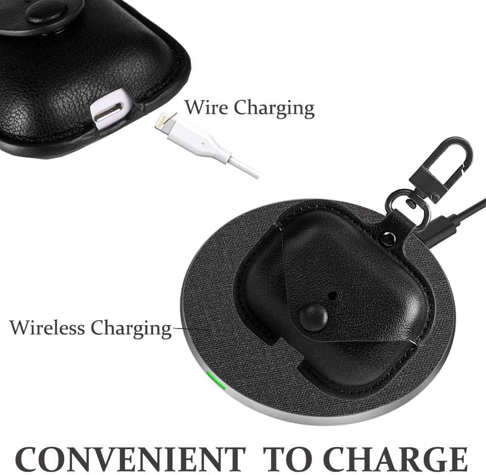 Genuine Leather Case Compatible with Airpods Pro Case 2Nd/1St Gen (2023/2022/2019), Protective Cover for Apple Airpods Pro 2/Pro Wireless Charging Case with Keychain and Snap Lock Black