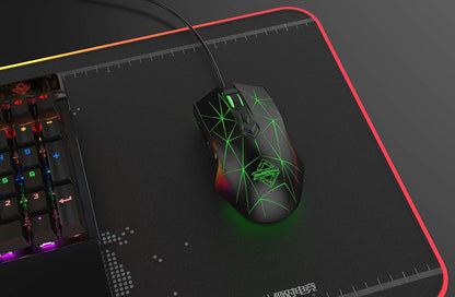 AJ52 Watcher RGB Gaming Mouse, Programmable 7 Buttons, Ergonomic LED Backlit USB Gamer Mice Computer Laptop PC, for Windows Mac OS Linux, Star Black