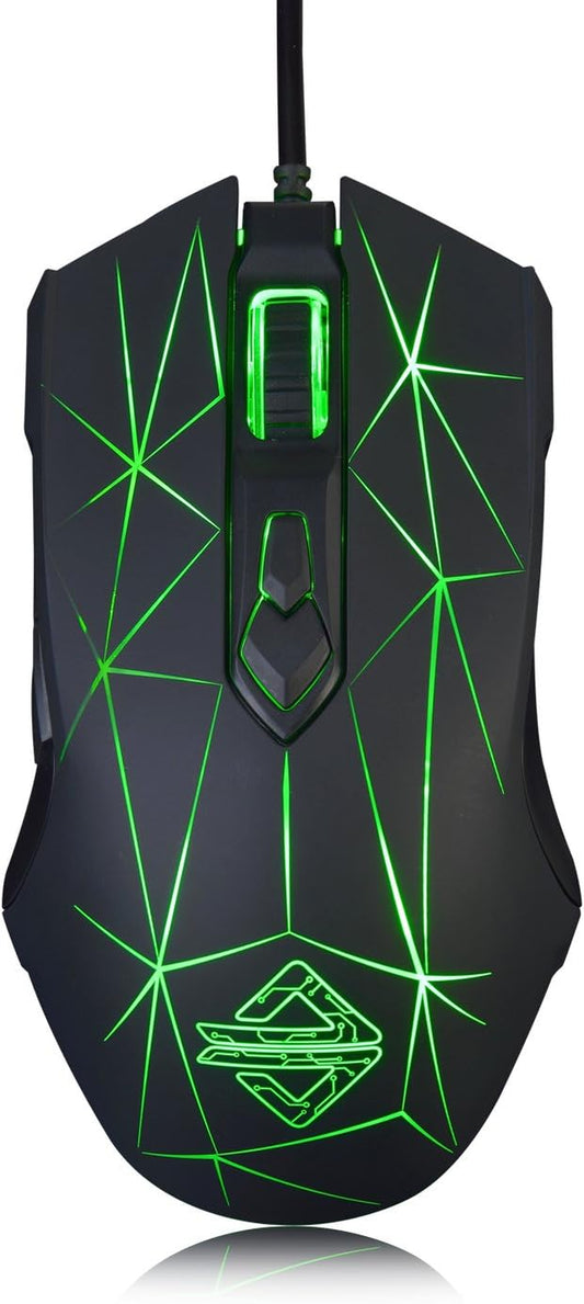AJ52 Watcher RGB Gaming Mouse, Programmable 7 Buttons, Ergonomic LED Backlit USB Gamer Mice Computer Laptop PC, for Windows Mac OS Linux, Star Black